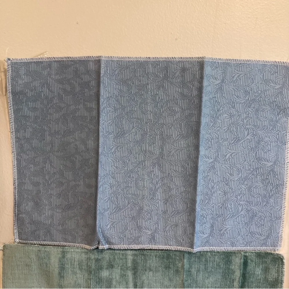 8pcs Fabric Samples Lot - Rustic Blues and Greys Paisley Damask Solid